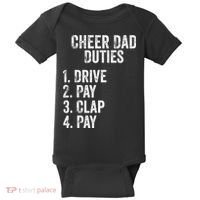 Cheerleading Papa Cheer Dad Duties Drive Pay Clap Baby Bodysuit thumb 0