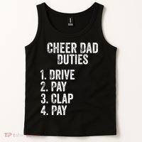 Cheerleading Papa Cheer Dad Duties Drive Pay Clap Tank Top thumb 2