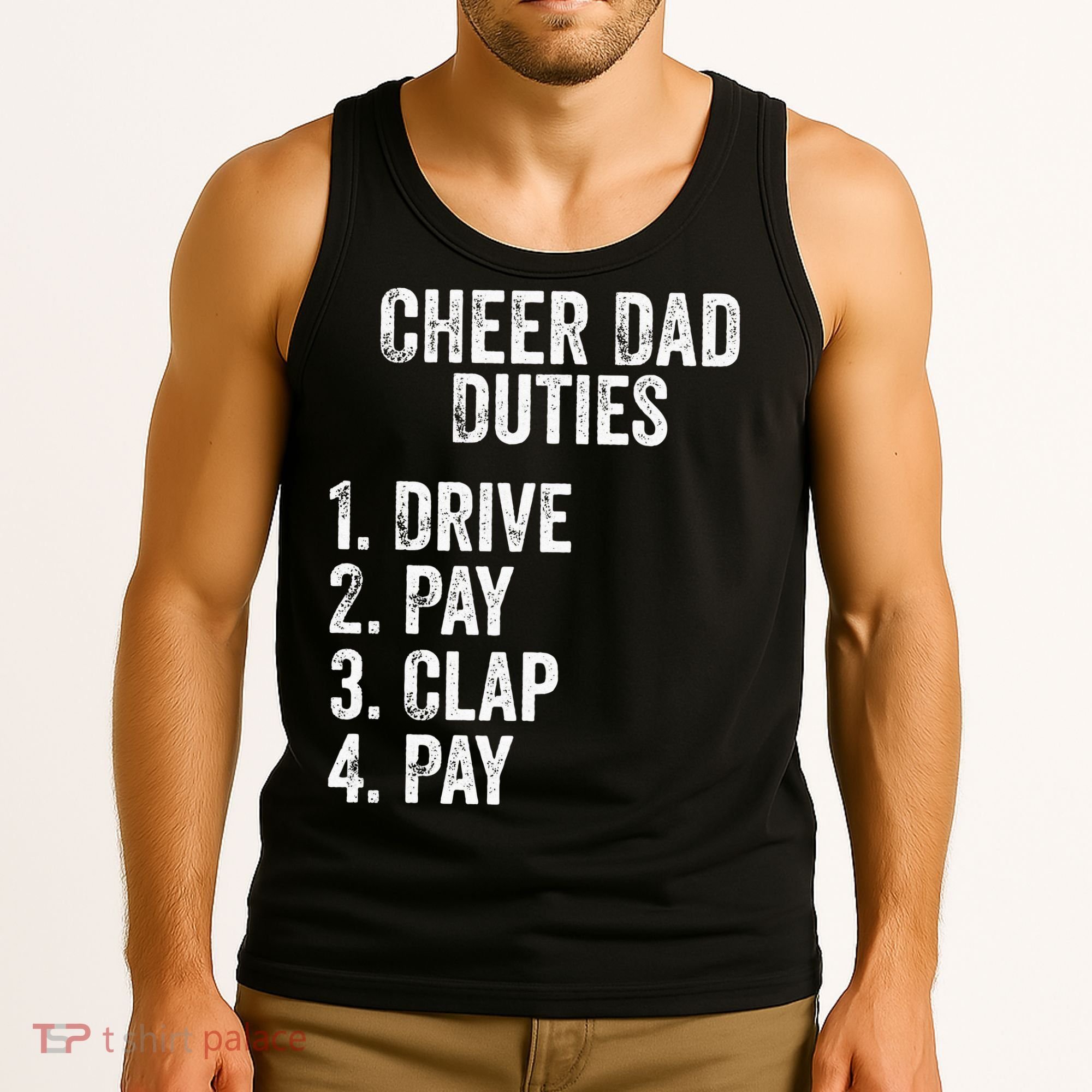Cheerleading Papa Cheer Dad Duties Drive Pay Clap Tank Top