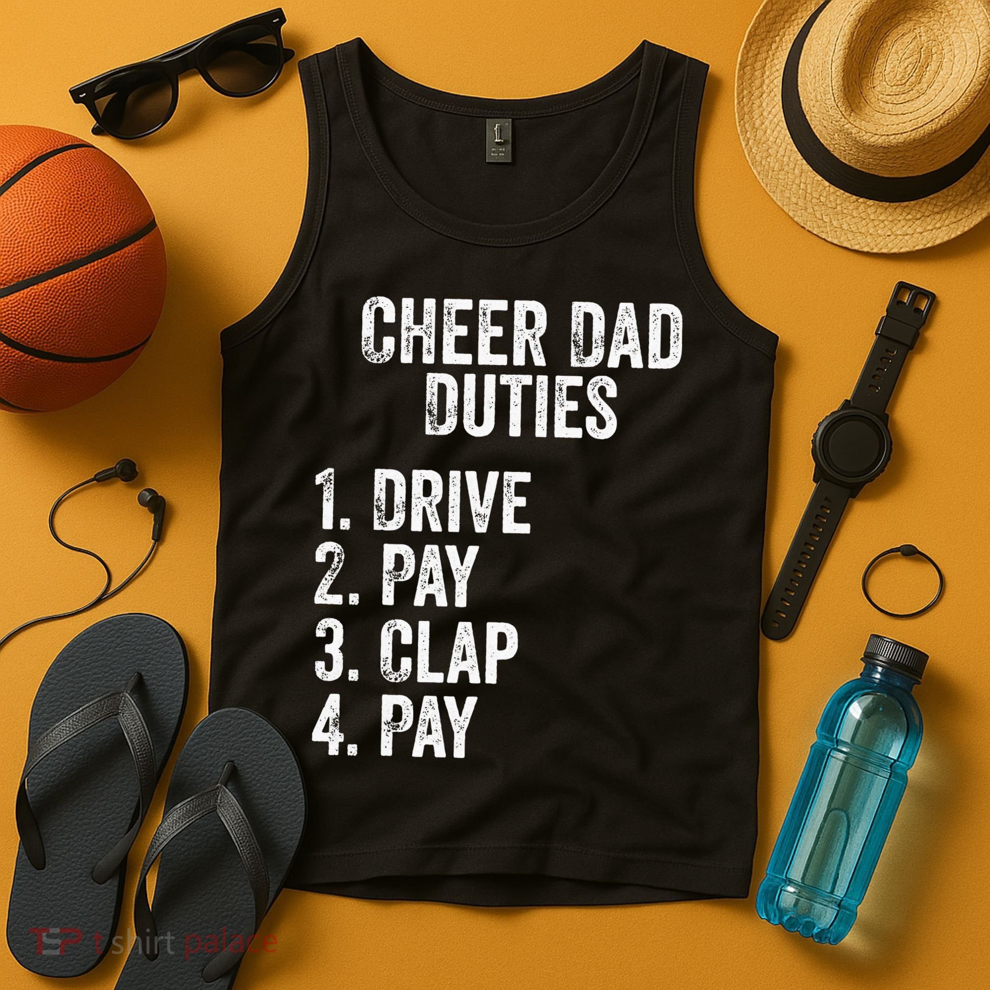Cheerleading Papa Cheer Dad Duties Drive Pay Clap Tank Top