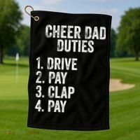 Cheerleading Papa Cheer Dad Duties Drive Pay Clap Golf Towel thumb 1