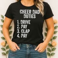 Cheerleading Papa Cheer Dad Duties Drive Pay Clap Women's T-Shirt thumb 2