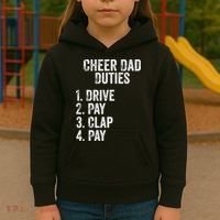 Cheerleading Papa Cheer Dad Duties Drive Pay Clap Kids Hoodie thumb 3
