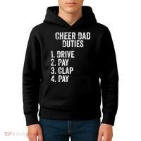 Cheerleading Papa Cheer Dad Duties Drive Pay Clap Kids Hoodie thumb 4