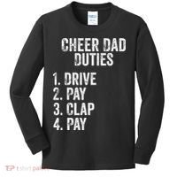 Cheerleading Papa Cheer Dad Duties Drive Pay Clap Kids Long Sleeve Shirt thumb 0