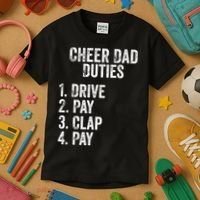 Cheerleading Papa Cheer Dad Duties Drive Pay Clap Kids T-Shirt thumb 3