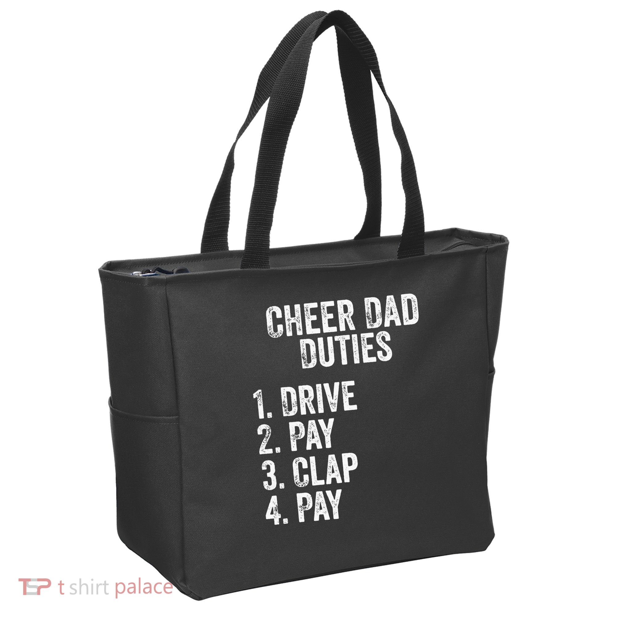 Cheerleading Papa Cheer Dad Duties Drive Pay Clap Tote Bag