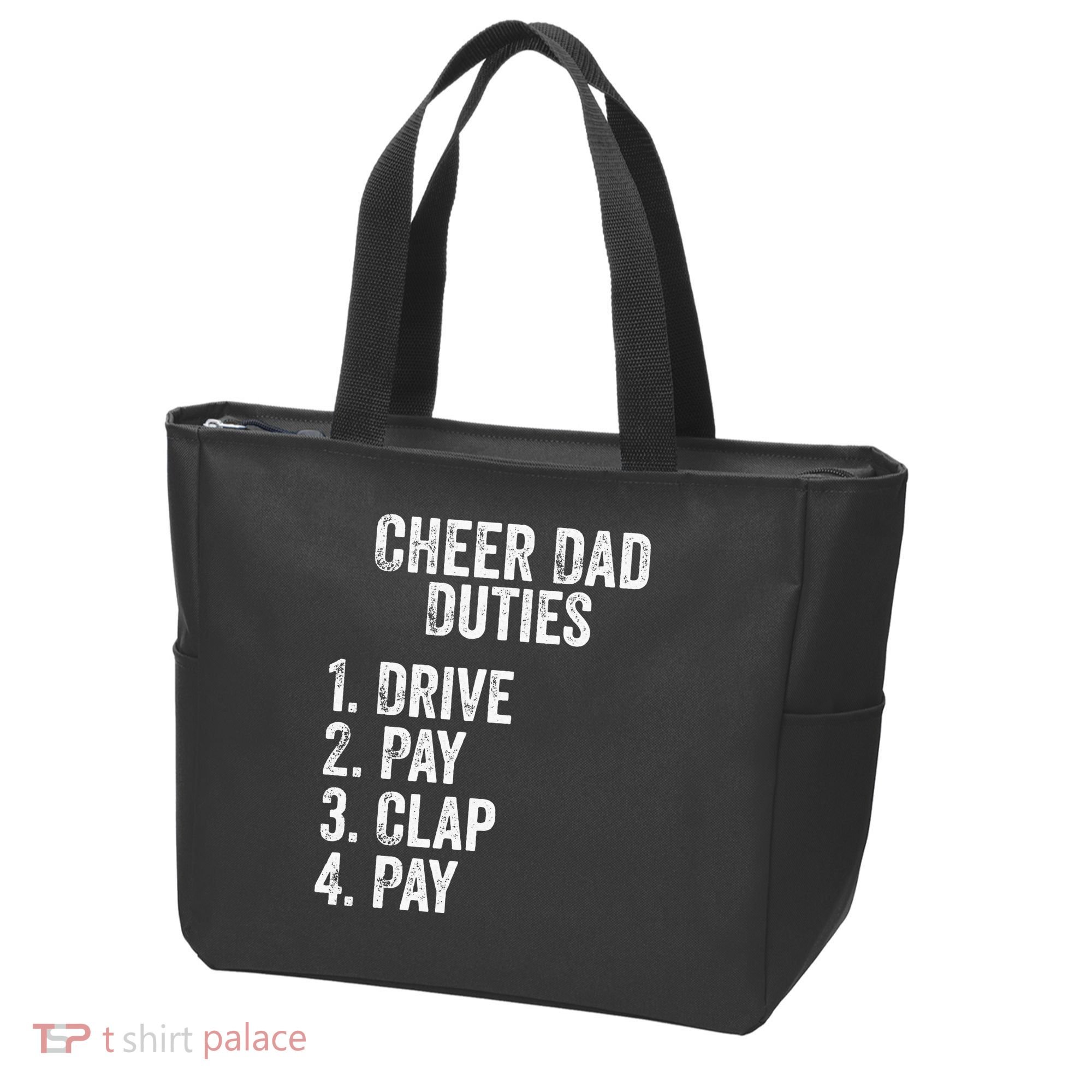 Cheerleading Papa Cheer Dad Duties Drive Pay Clap Tote Bag