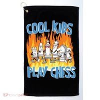 Chess Pieces Cool Kids Play Chess Golf Towel thumb 0