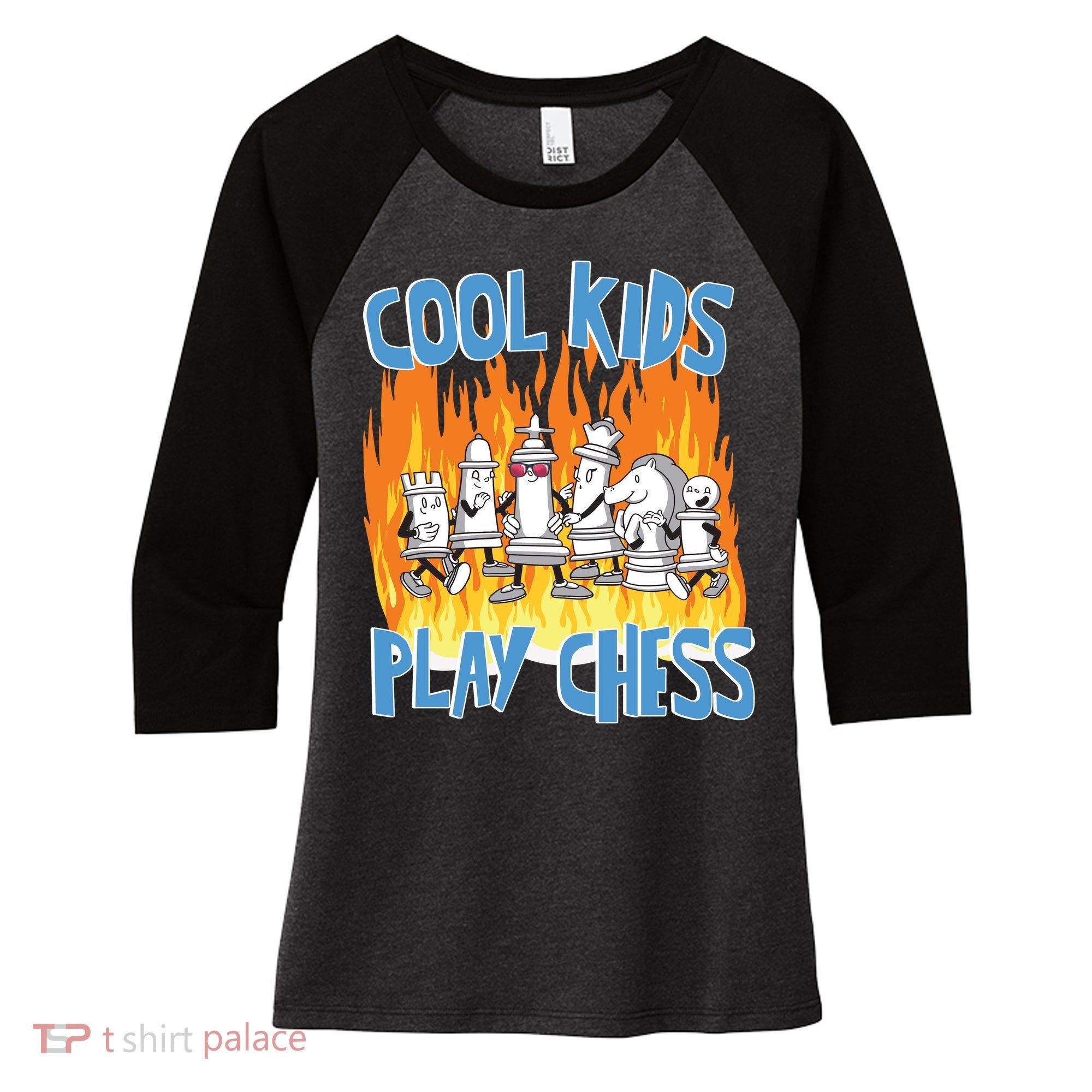 Chess Pieces Cool Kids Play Chess Women's Tri-Blend 3/4-Sleeve Raglan Shirt