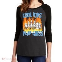 Chess Pieces Cool Kids Play Chess Women's Tri-Blend 3/4-Sleeve Raglan Shirt thumb 2