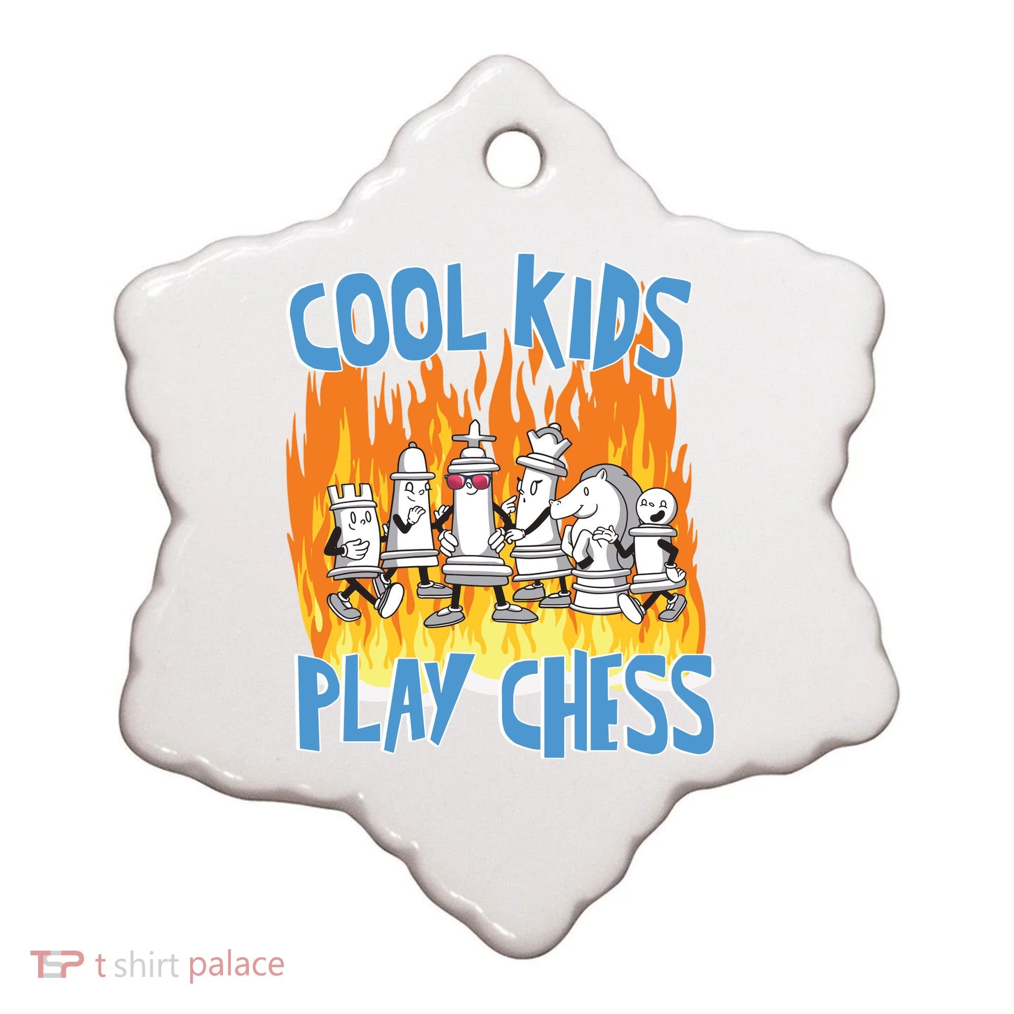 Chess Pieces Cool Kids Play Chess Ceramic Ornament