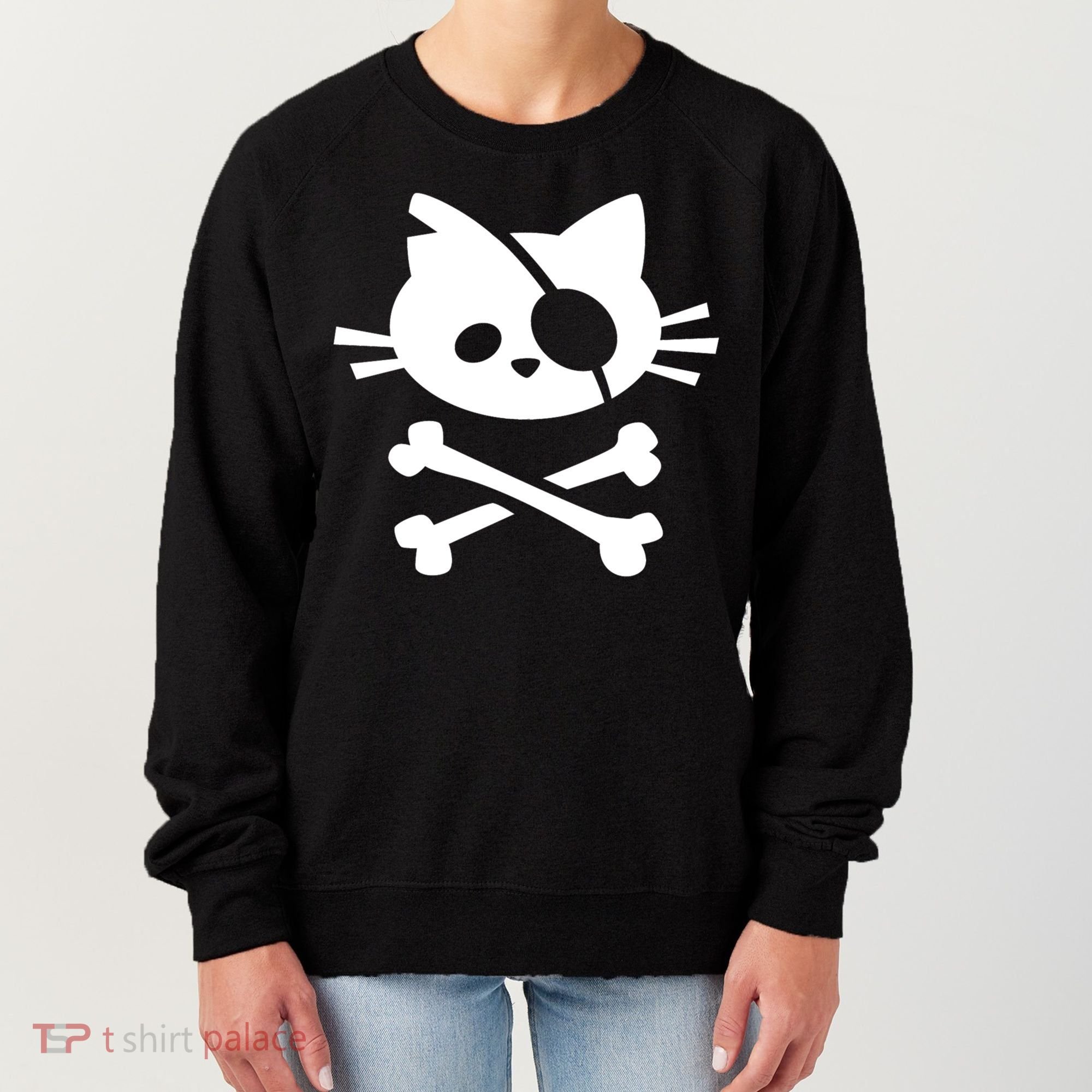 Cute Pirate Cat Skull And Crossbone Women's Sweatshirt