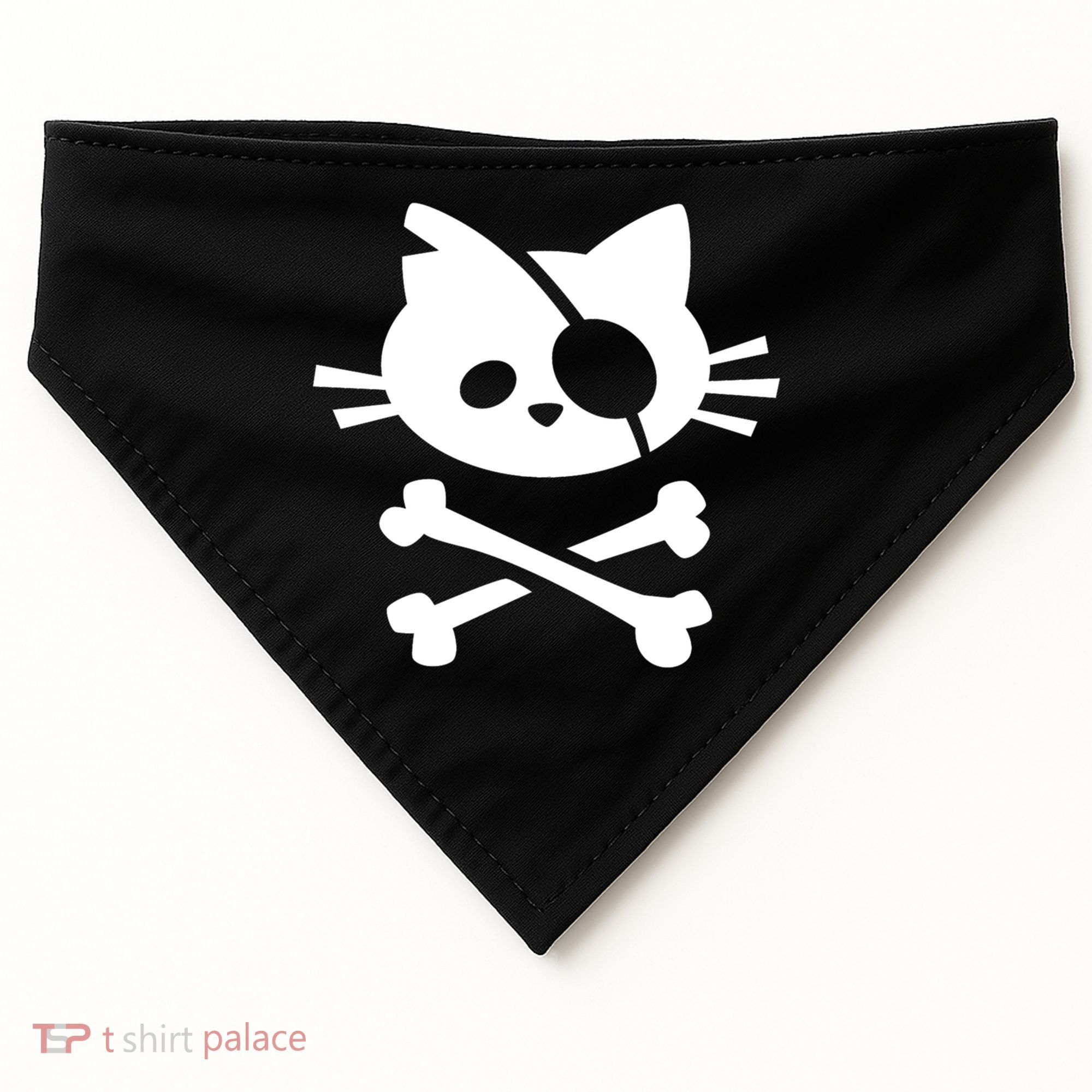 Cute Pirate Cat Skull And Crossbone USA-Made Doggie Bandana