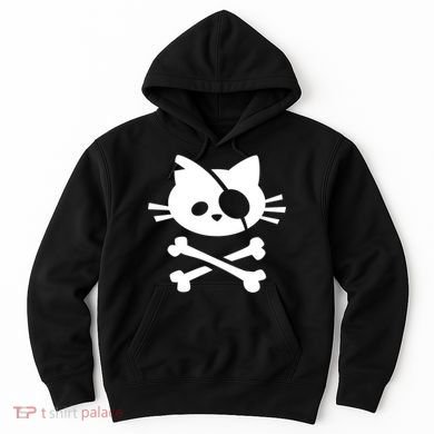 Cute Pirate Cat Skull And Crossbone Hoodie