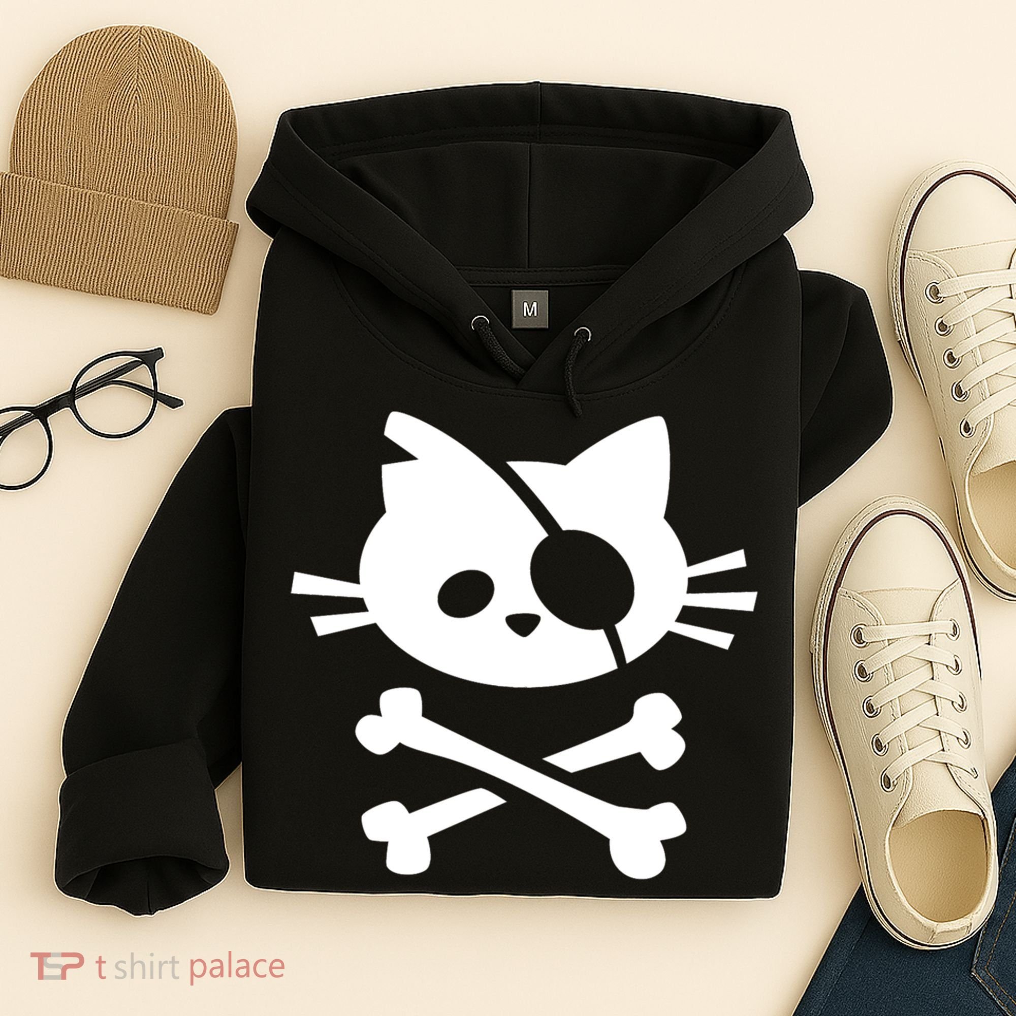Cute Pirate Cat Skull And Crossbone Hoodie
