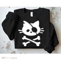 Cute Pirate Cat Skull And Crossbone Sweatshirt thumb 2