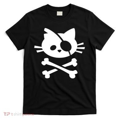 Cute Pirate Cat Skull And Crossbone T-Shirt