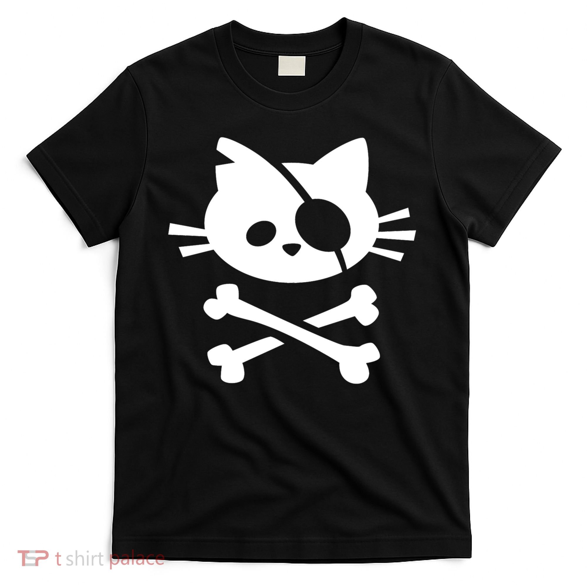 Cute Pirate Cat Skull And Crossbone T-Shirt