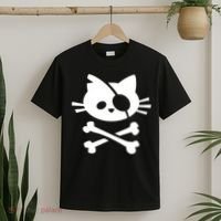 Cute Pirate Cat Skull And Crossbone T-Shirt thumb 2
