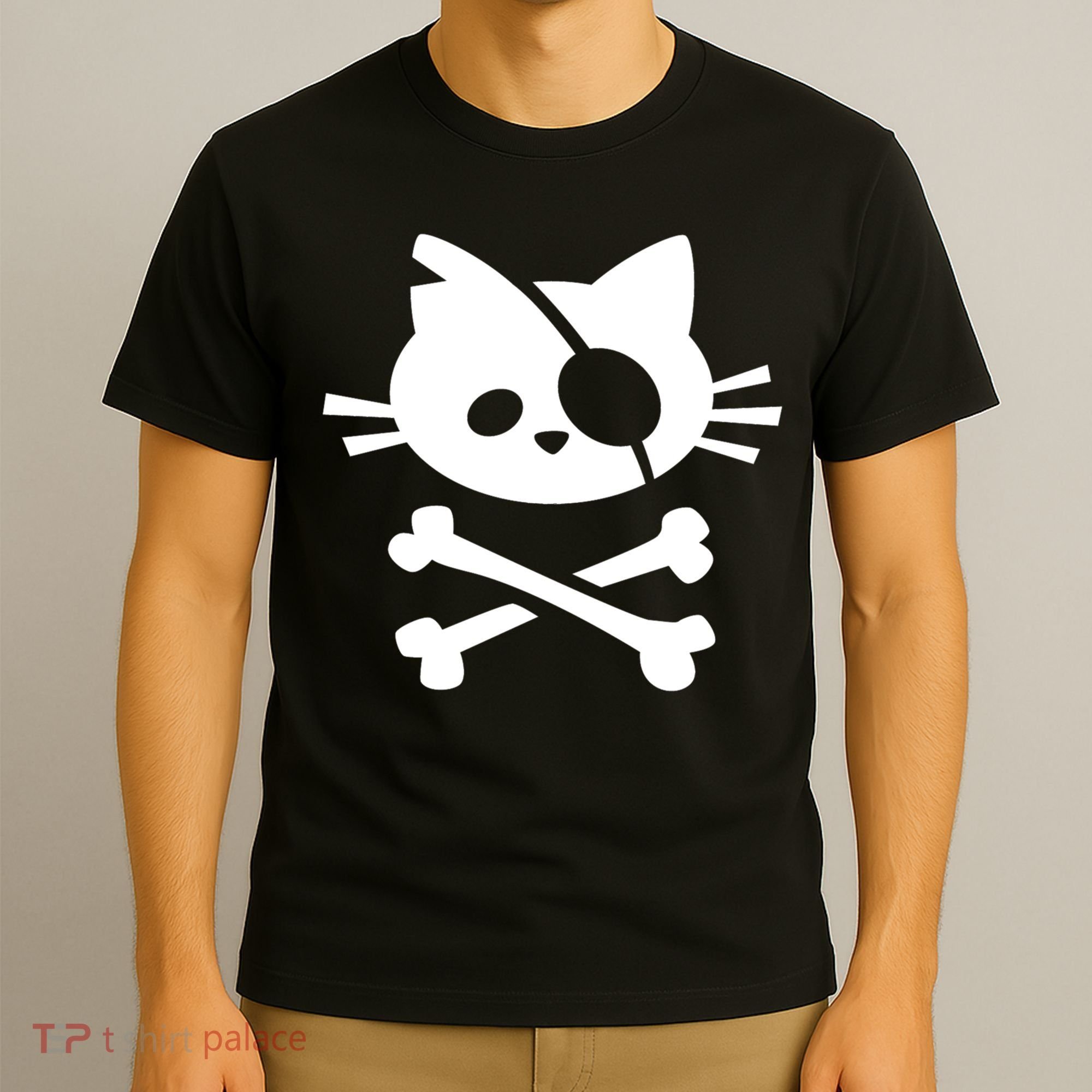 Cute Pirate Cat Skull And Crossbone T-Shirt