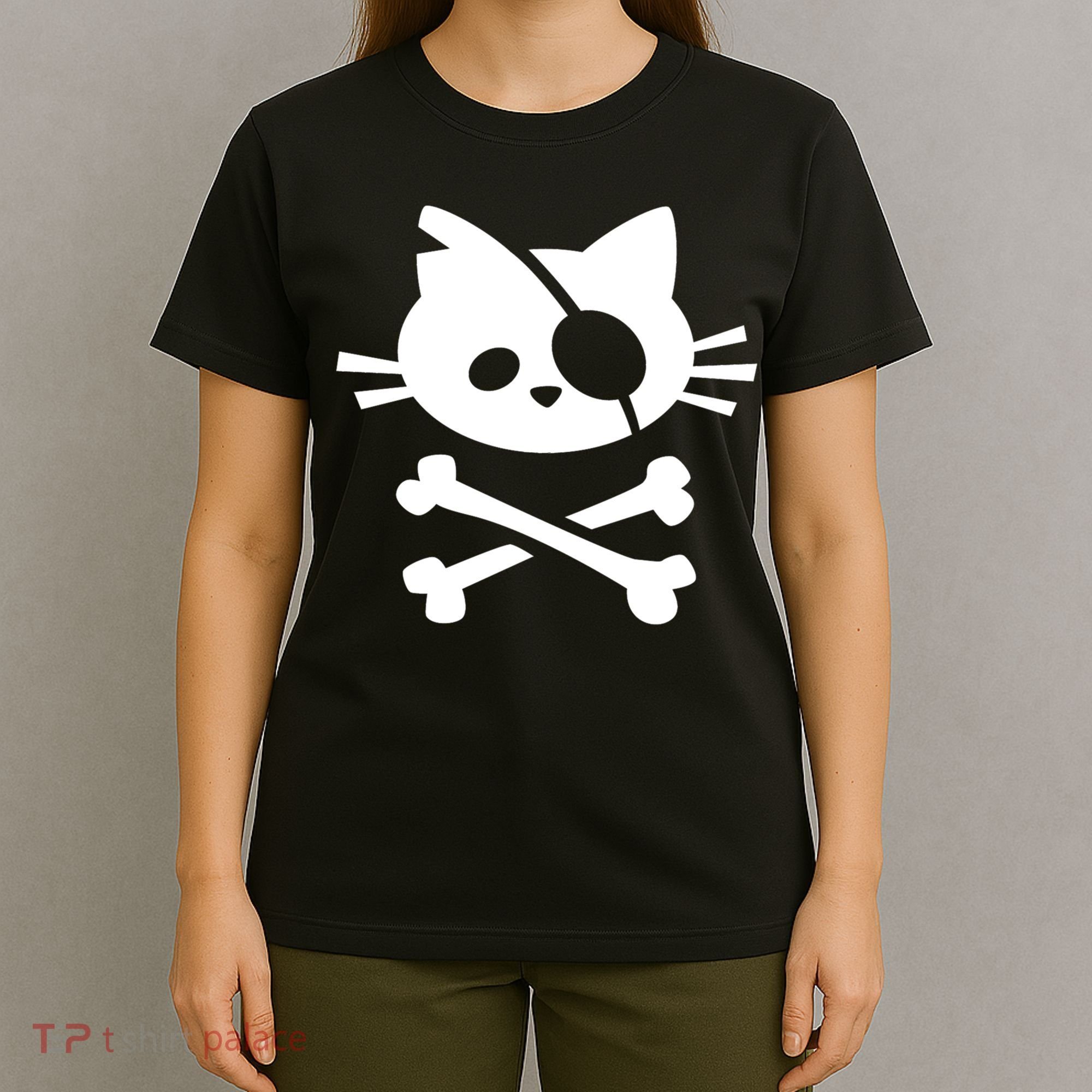 Cute Pirate Cat Skull And Crossbone T-Shirt