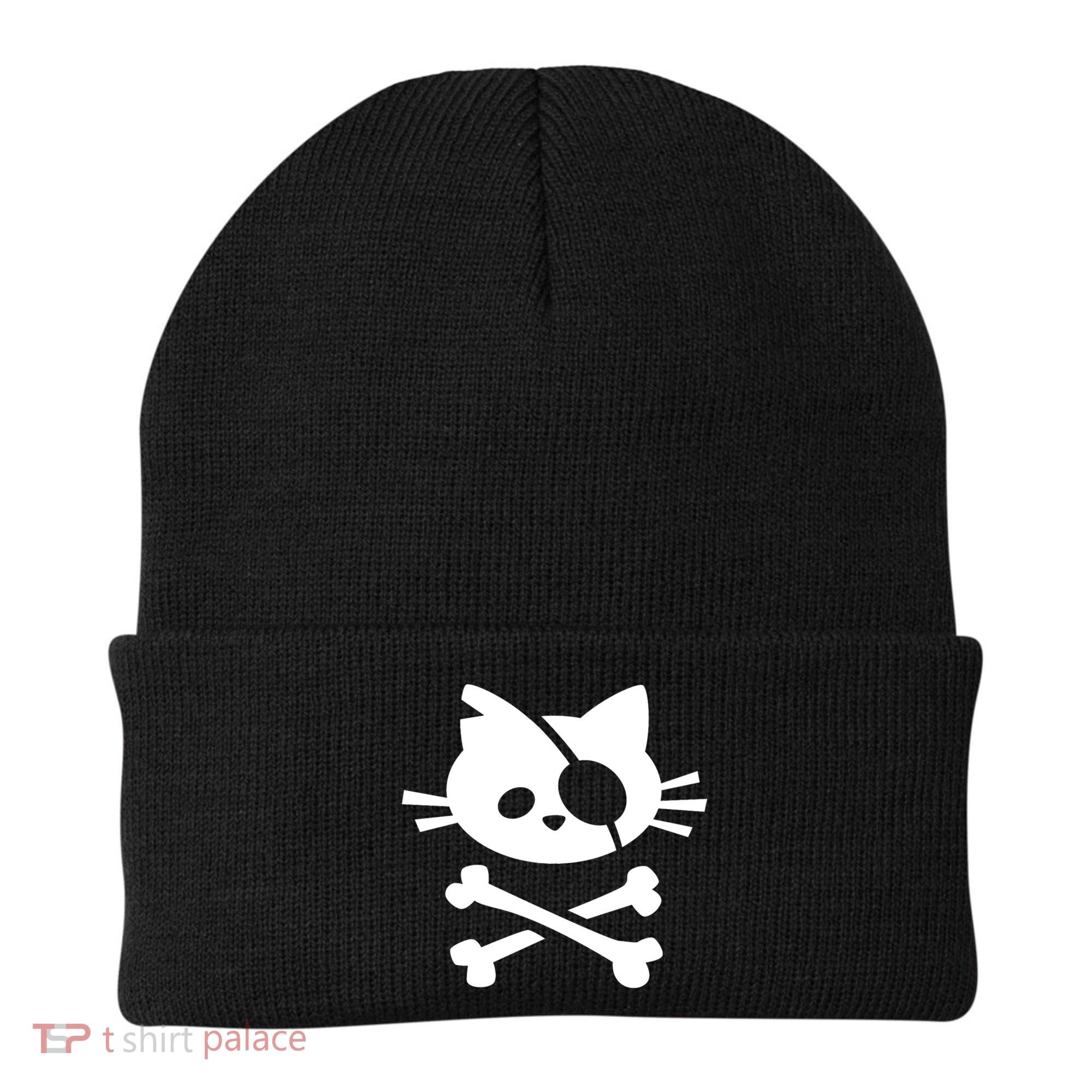 Cute Pirate Cat Skull And Crossbone Beanie