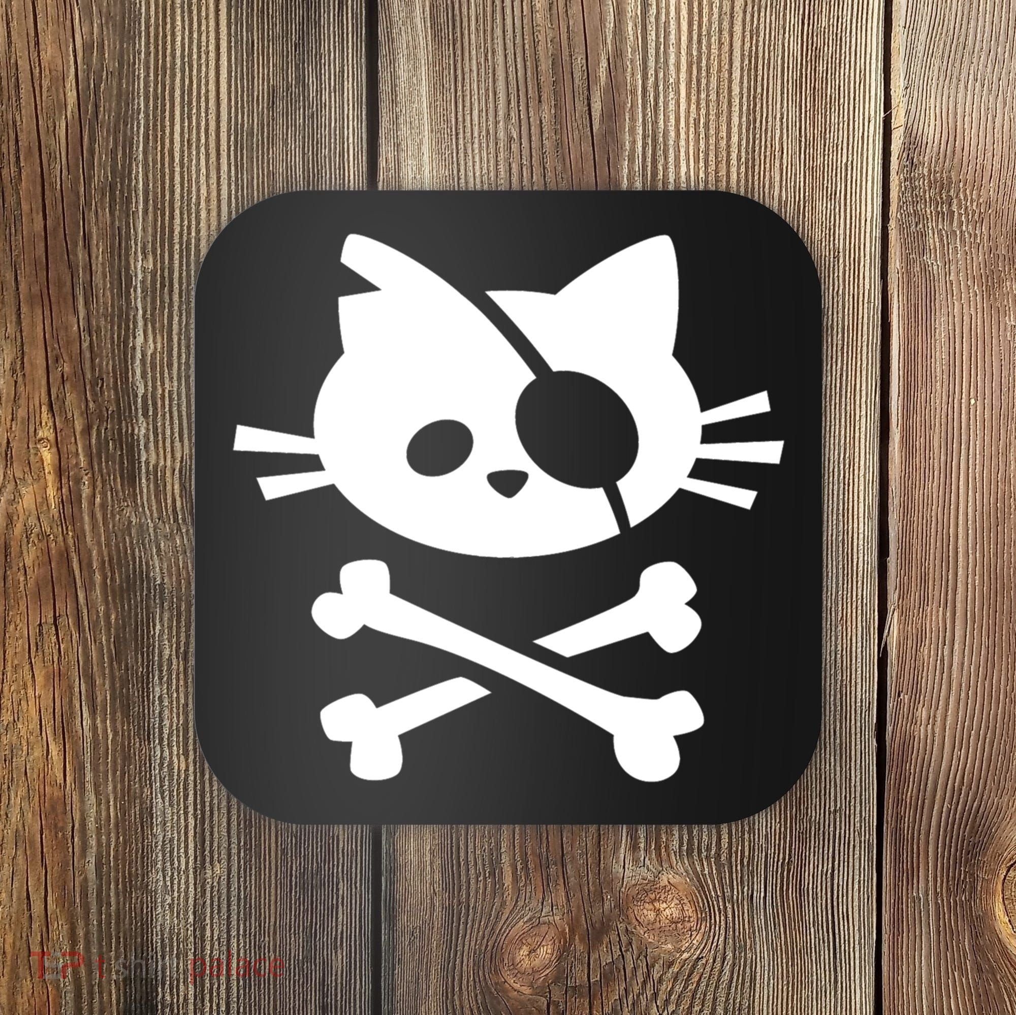 Cute Pirate Cat Skull And Crossbone Coaster
