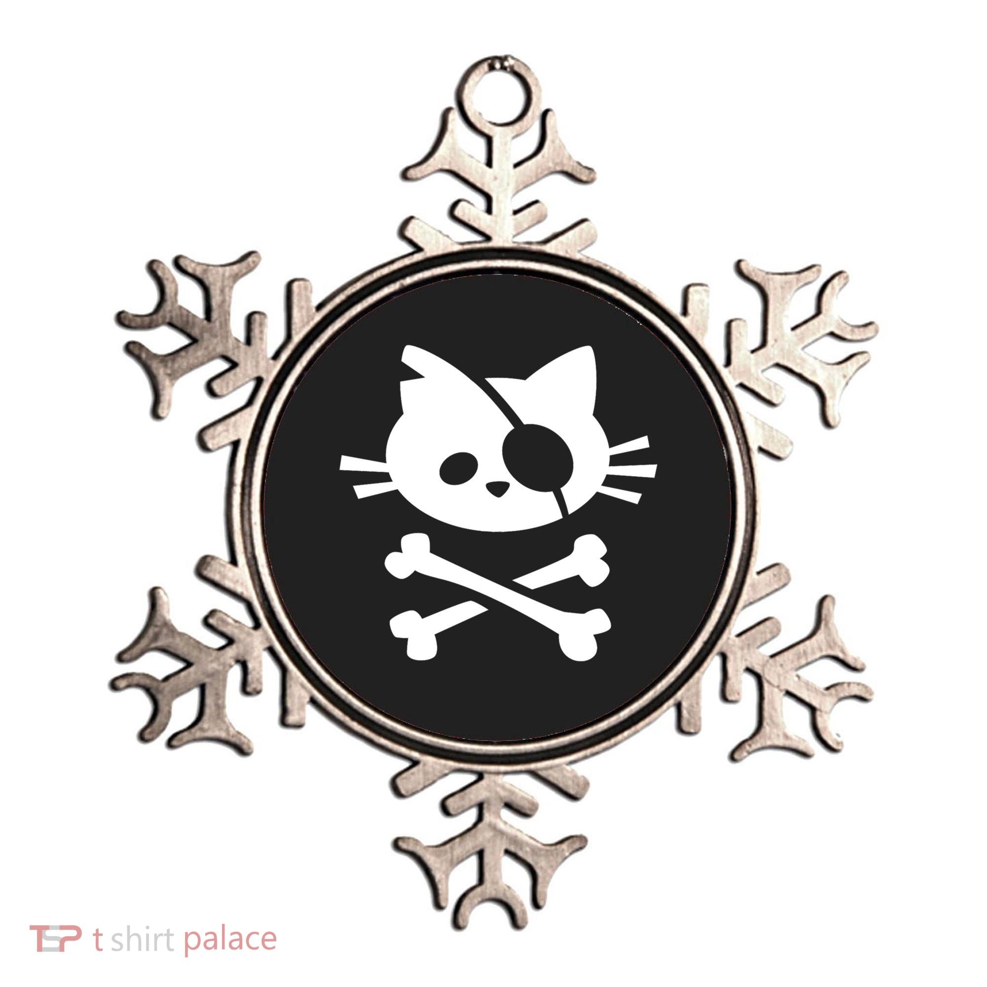 Cute Pirate Cat Skull And Crossbone Ornament