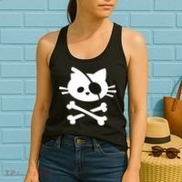 Cute Pirate Cat Skull And Crossbone Women's Tank Top thumb 2