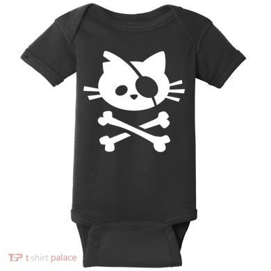 Cute Pirate Cat Skull And Crossbone Baby Bodysuit