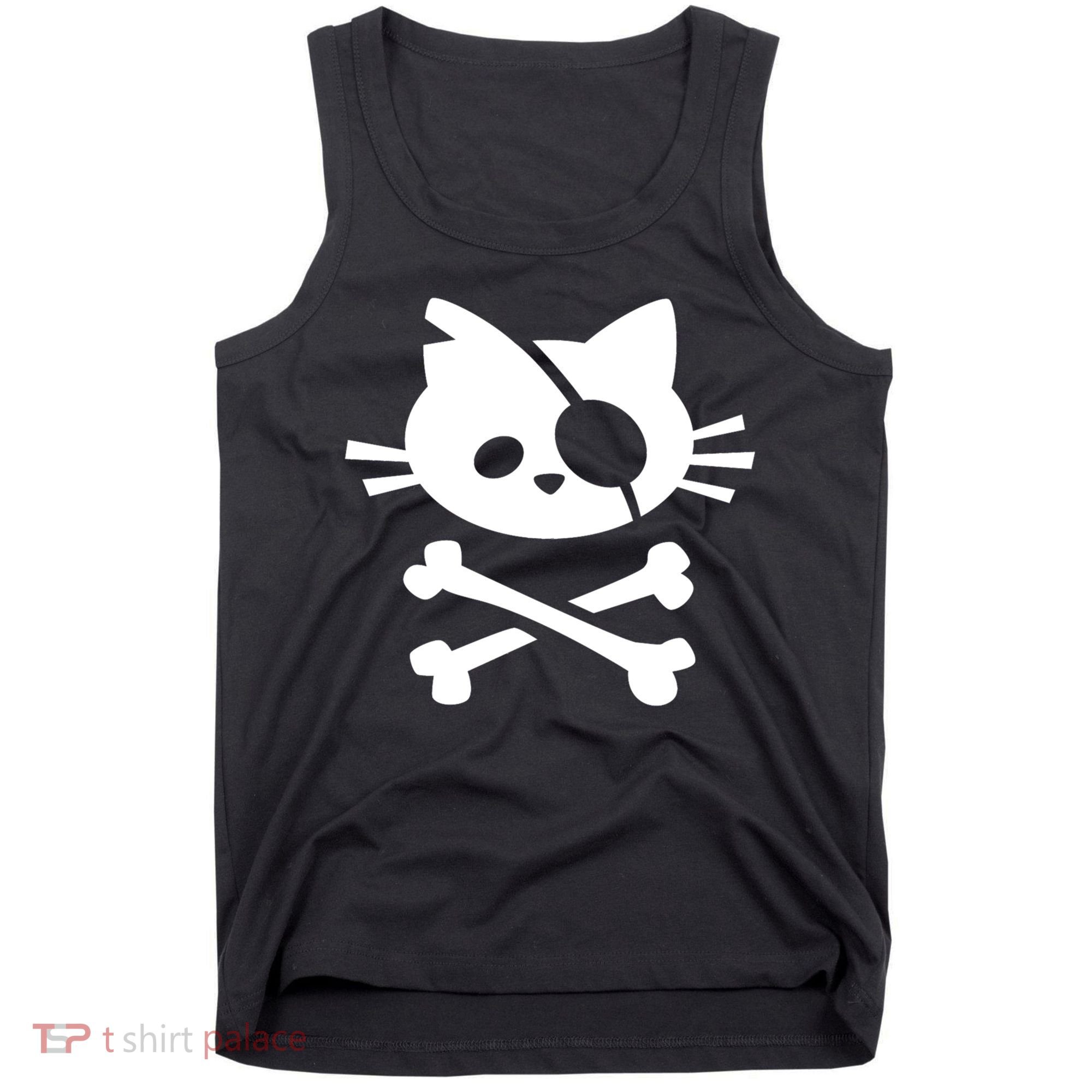 Cute Pirate Cat Skull And Crossbone Tank Top