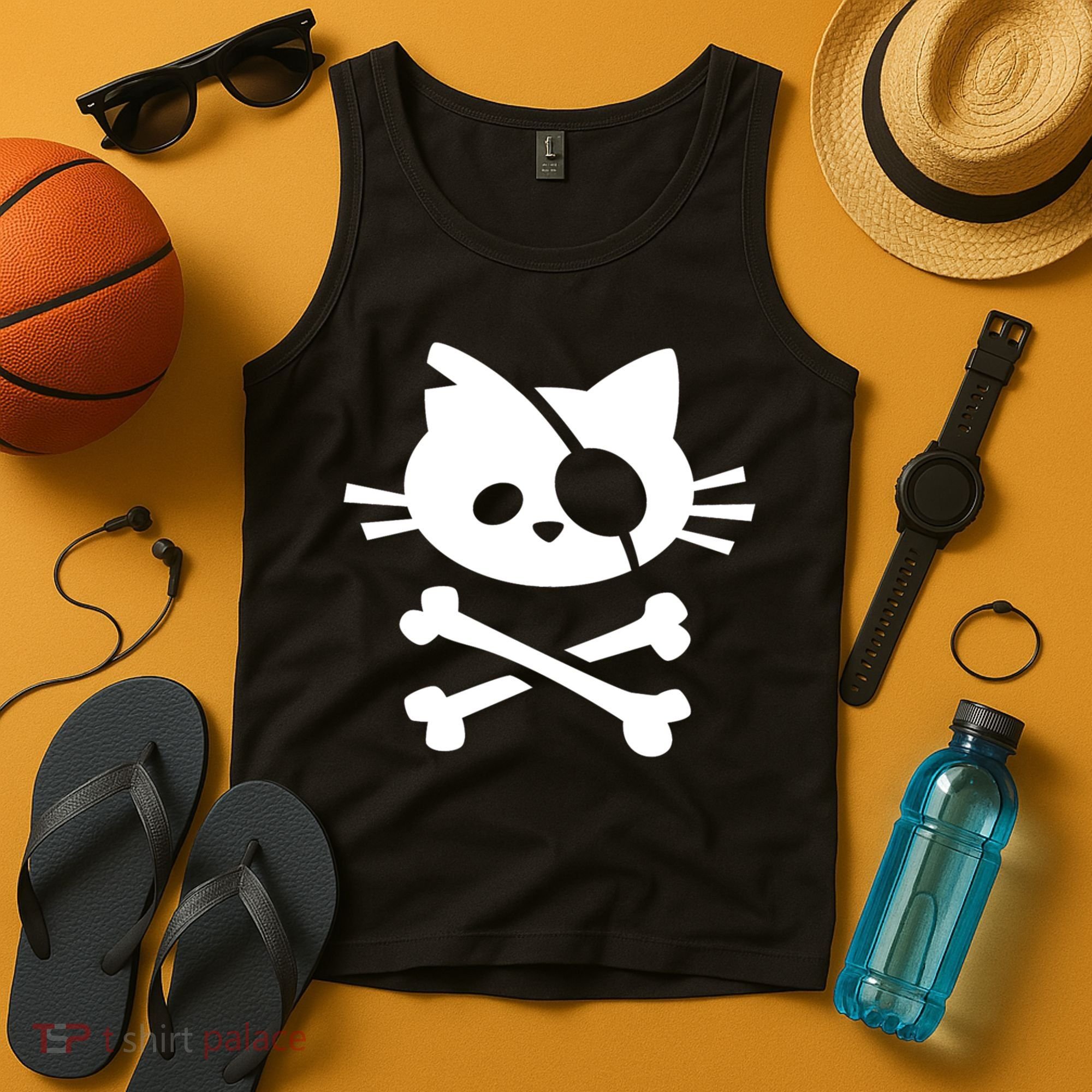 Cute Pirate Cat Skull And Crossbone Tank Top