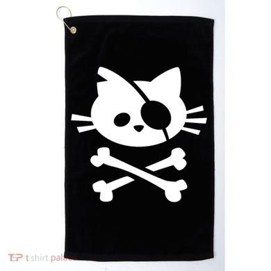 Cute Pirate Cat Skull And Crossbone Golf Towel
