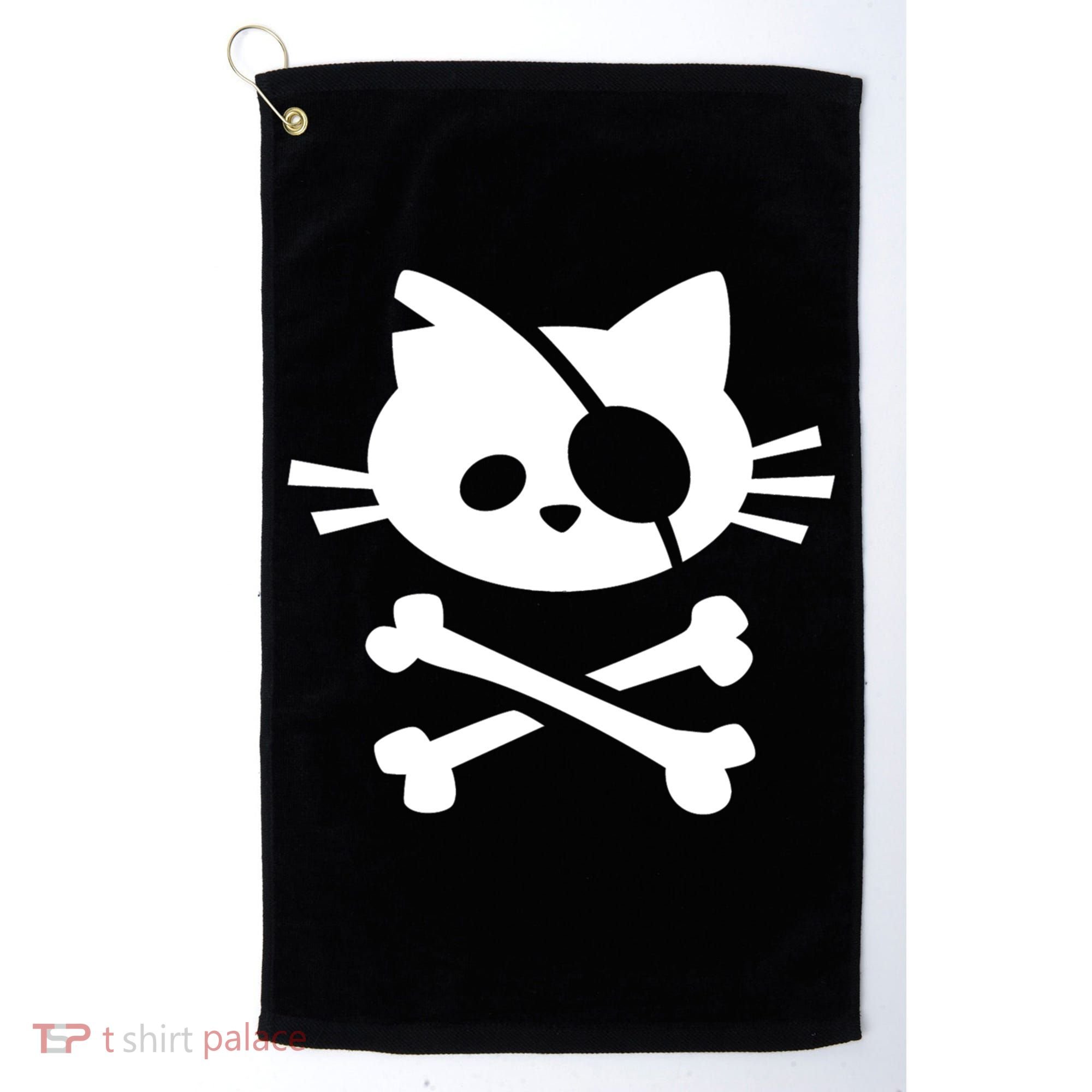 Cute Pirate Cat Skull And Crossbone Golf Towel