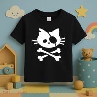 Cute Pirate Cat Skull And Crossbone Toddler T-Shirt thumb 3