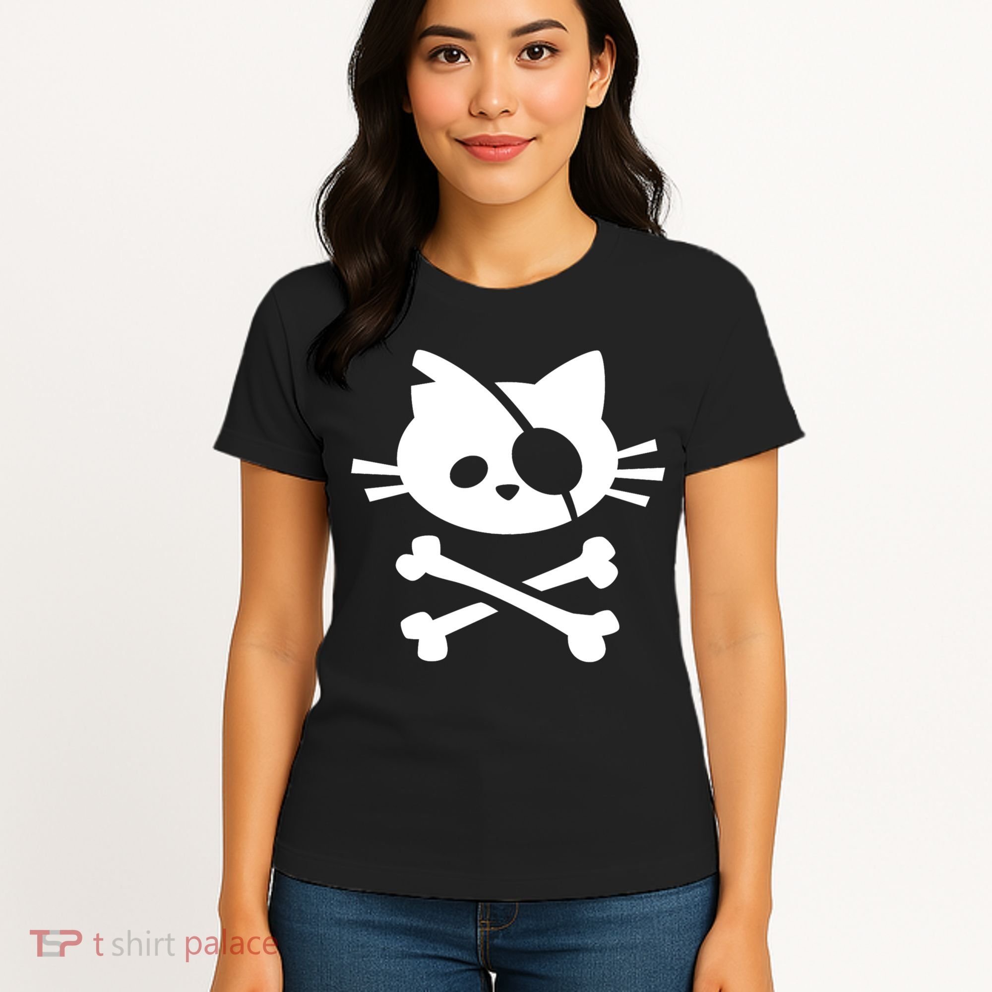 Cute Pirate Cat Skull And Crossbone Women's T-Shirt