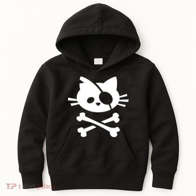 Cute Pirate Cat Skull And Crossbone Kids Hoodie
