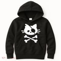 Cute Pirate Cat Skull And Crossbone Kids Hoodie thumb 0