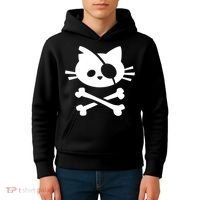 Cute Pirate Cat Skull And Crossbone Kids Hoodie thumb 4