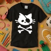 Cute Pirate Cat Skull And Crossbone Kids T-Shirt thumb 3