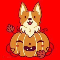 Cute Pumpkin Corgi Dog Halloween Santa Hat thumb 1