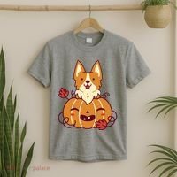 Cute Pumpkin Corgi Dog Halloween T-Shirt thumb 2