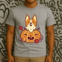 Cute Pumpkin Corgi Dog Halloween T-Shirt thumb 3