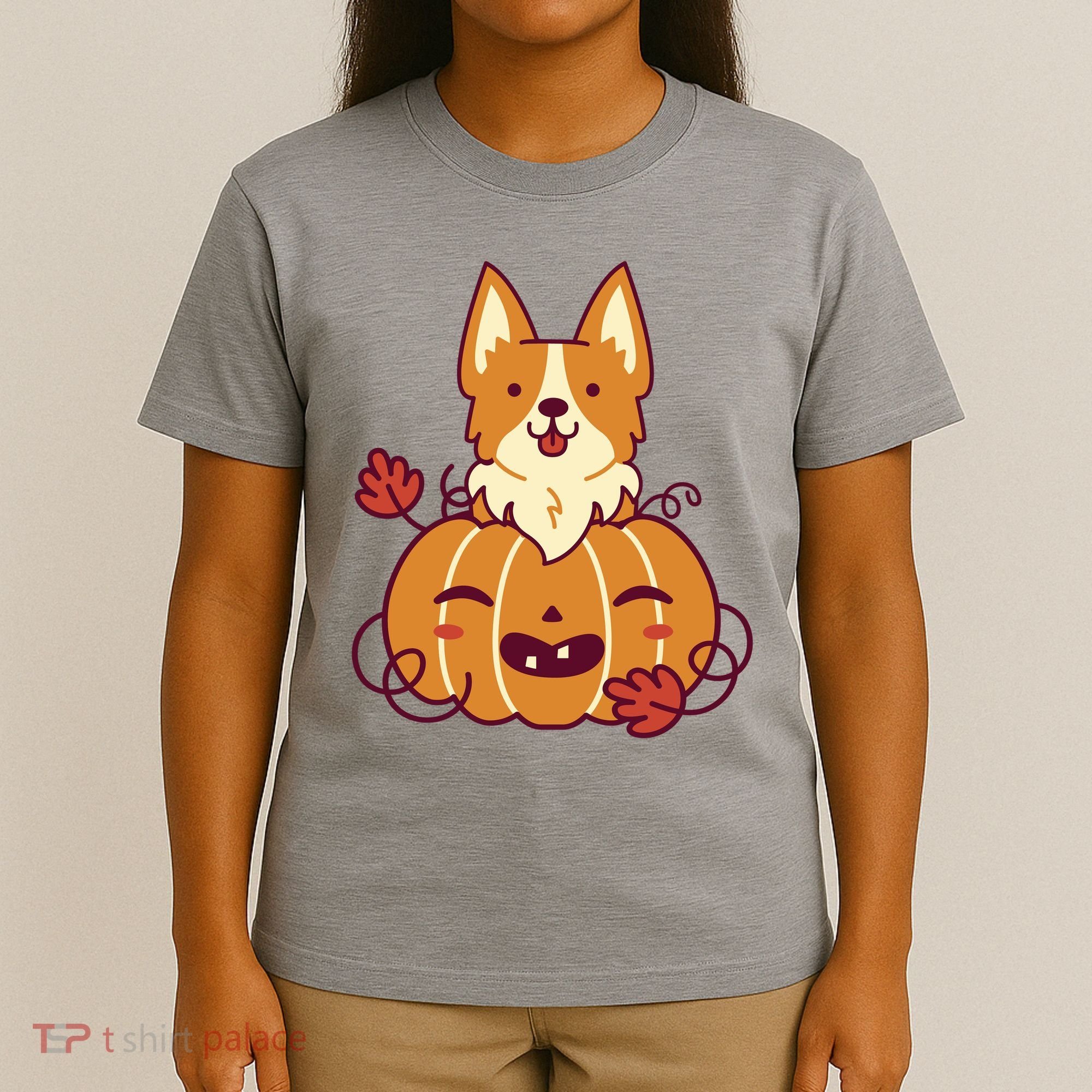 Cute Pumpkin Corgi Dog Halloween T-Shirt