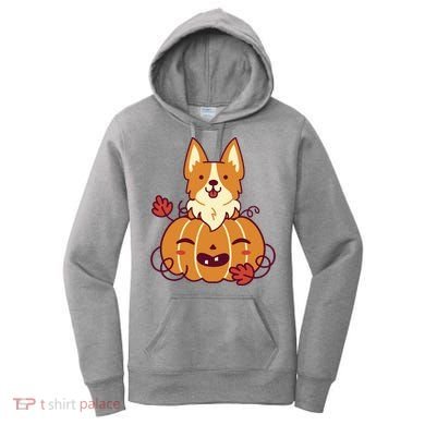 Cute Pumpkin Corgi Dog Halloween Women's Hoodie
