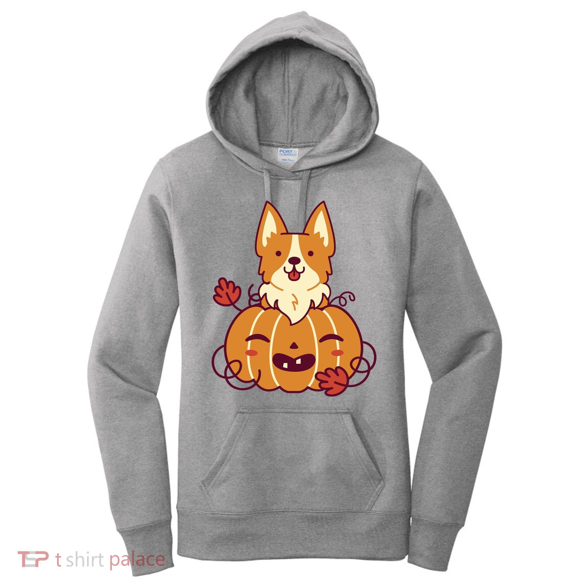 Cute Pumpkin Corgi Dog Halloween Women's Hoodie