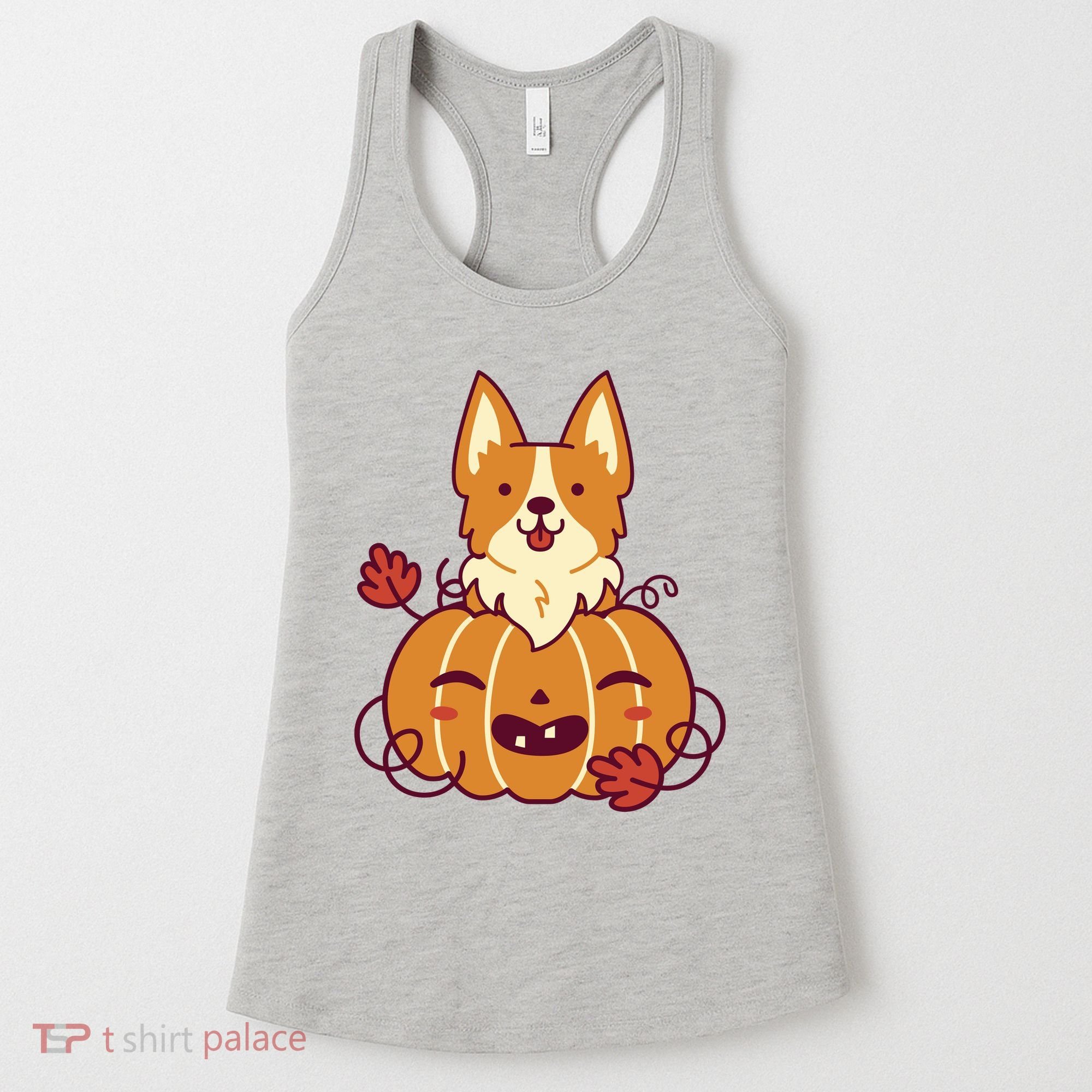 Cute Pumpkin Corgi Dog Halloween Women's Tank Top