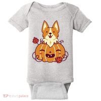 Cute Pumpkin Corgi Dog Halloween Baby Bodysuit thumb 0