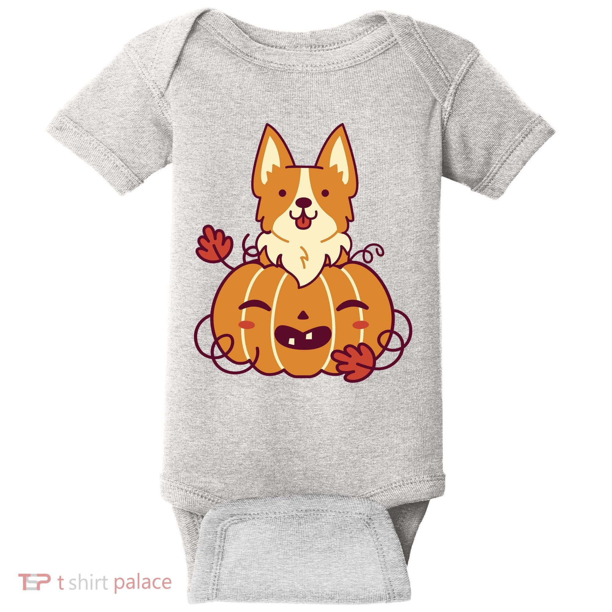 Cute Pumpkin Corgi Dog Halloween Baby Bodysuit